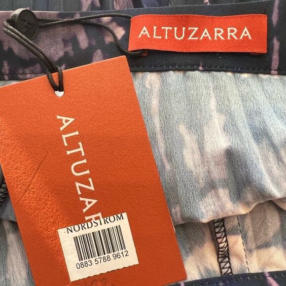 Altuzarra Sif Printed Crepe Pleated Maxi Skirt In Berry Blue Size 14 - Picture 7 of 12